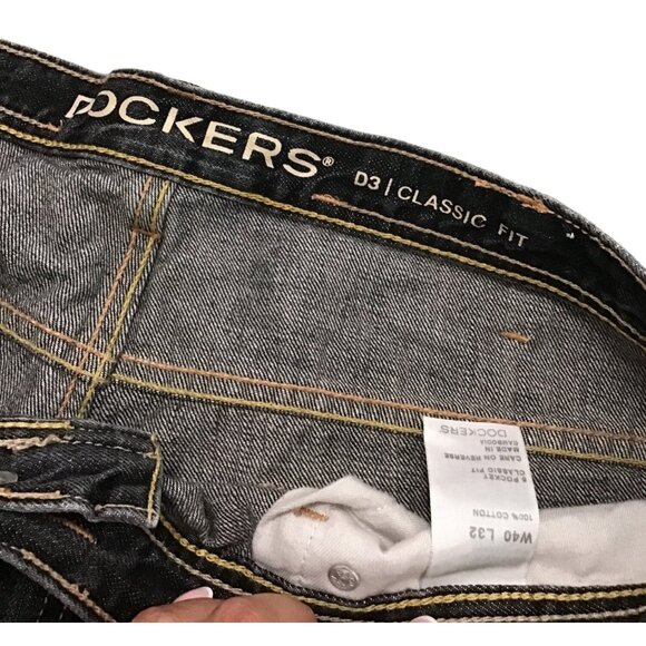 DOCKERS - GREY/BLACK STRAIGHT LEG MEN'S JEANS SIZE 40X32 - Picture 3 of 6